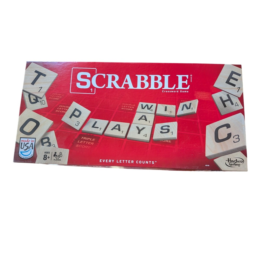 Hasbro Gaming Scrabble Crossword Board Game Classic Red Box A8166 Complete Set